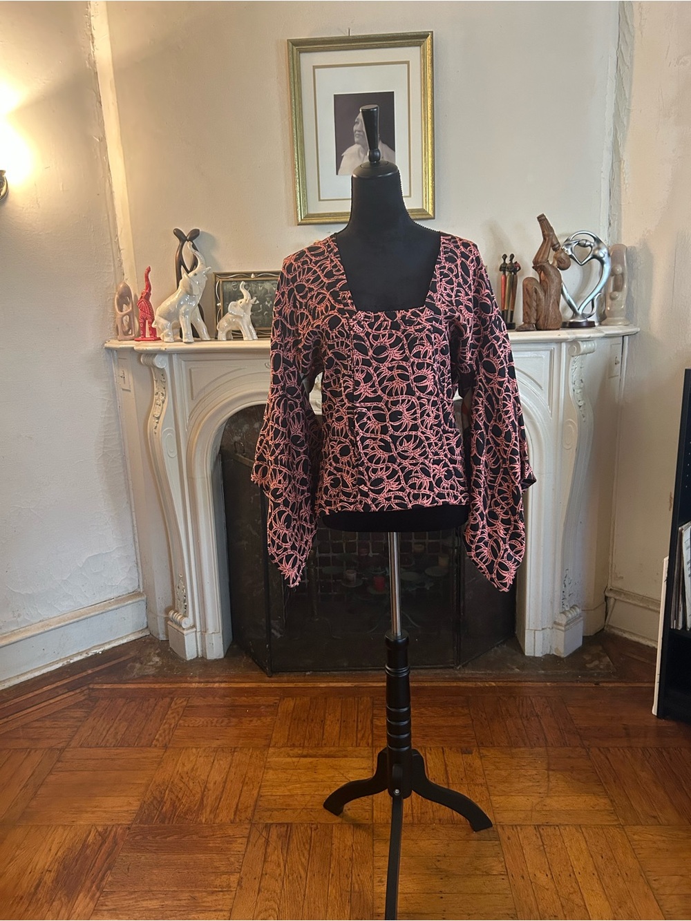 Pink and Black Lace Overlay Blouse - Women Tops